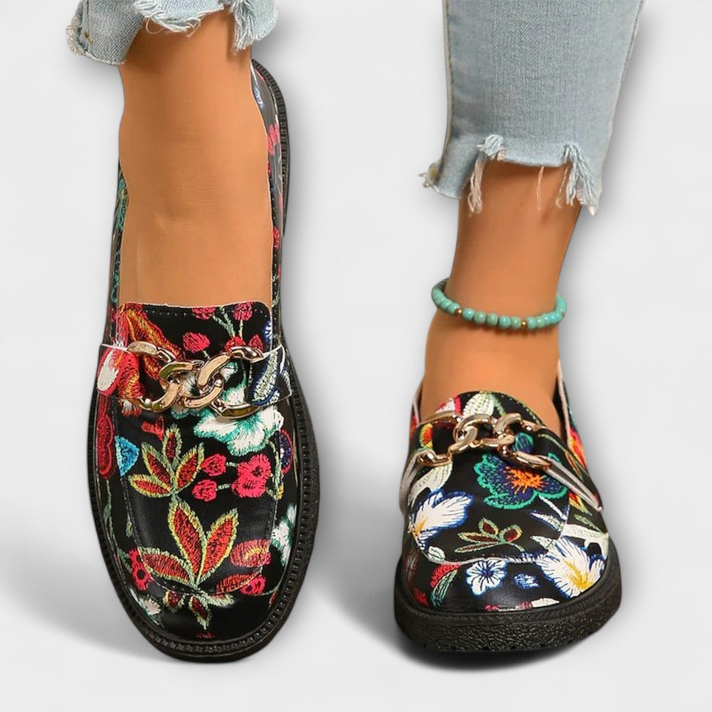 Noelia™ | Multikleurige Loafers met Bloemenpatroon