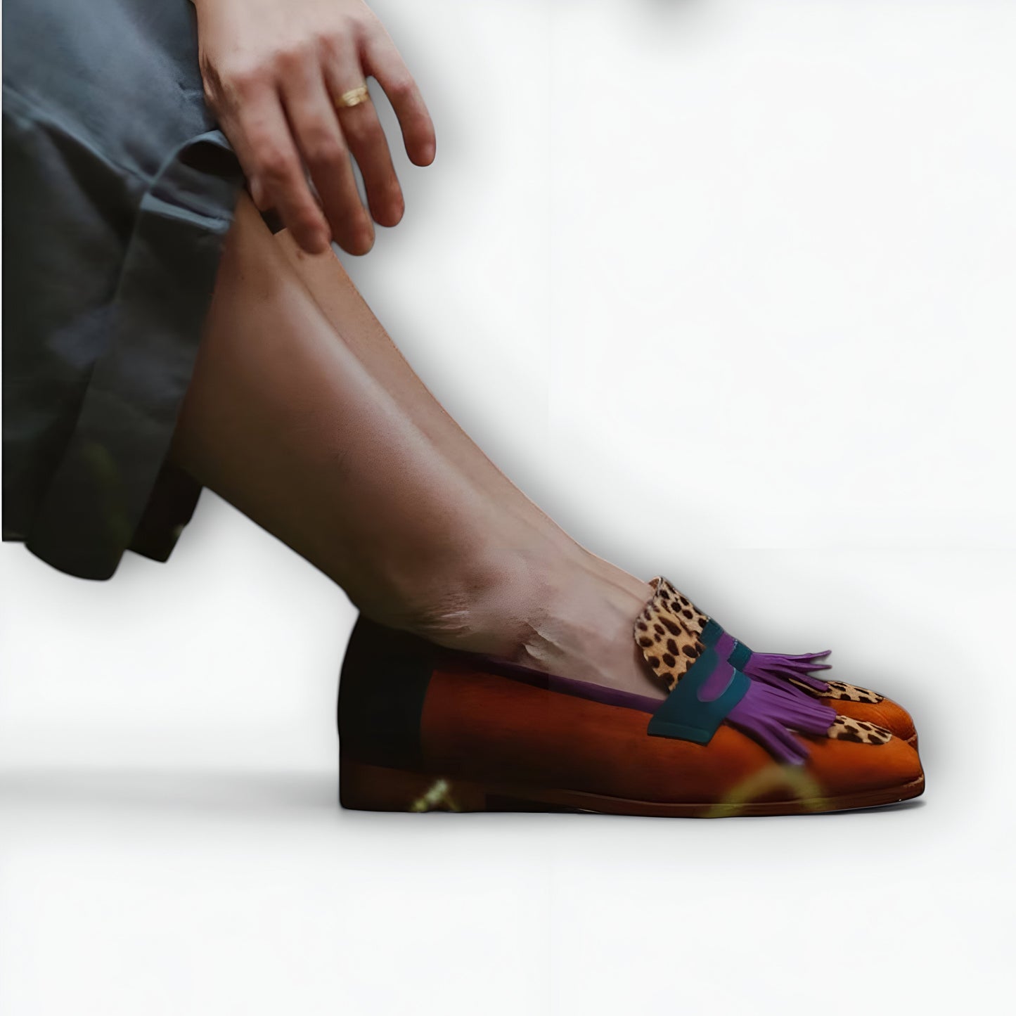 Amaya™ | Bruine Loafers met Luipaardprint