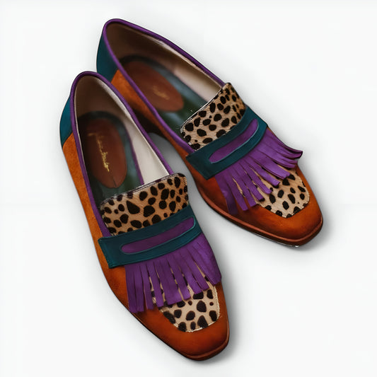 Amaya™ | Bruine Loafers met Luipaardprint