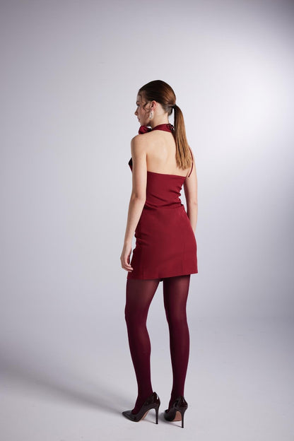 Becca Burgundy Rose Accessorized Mini Dress
