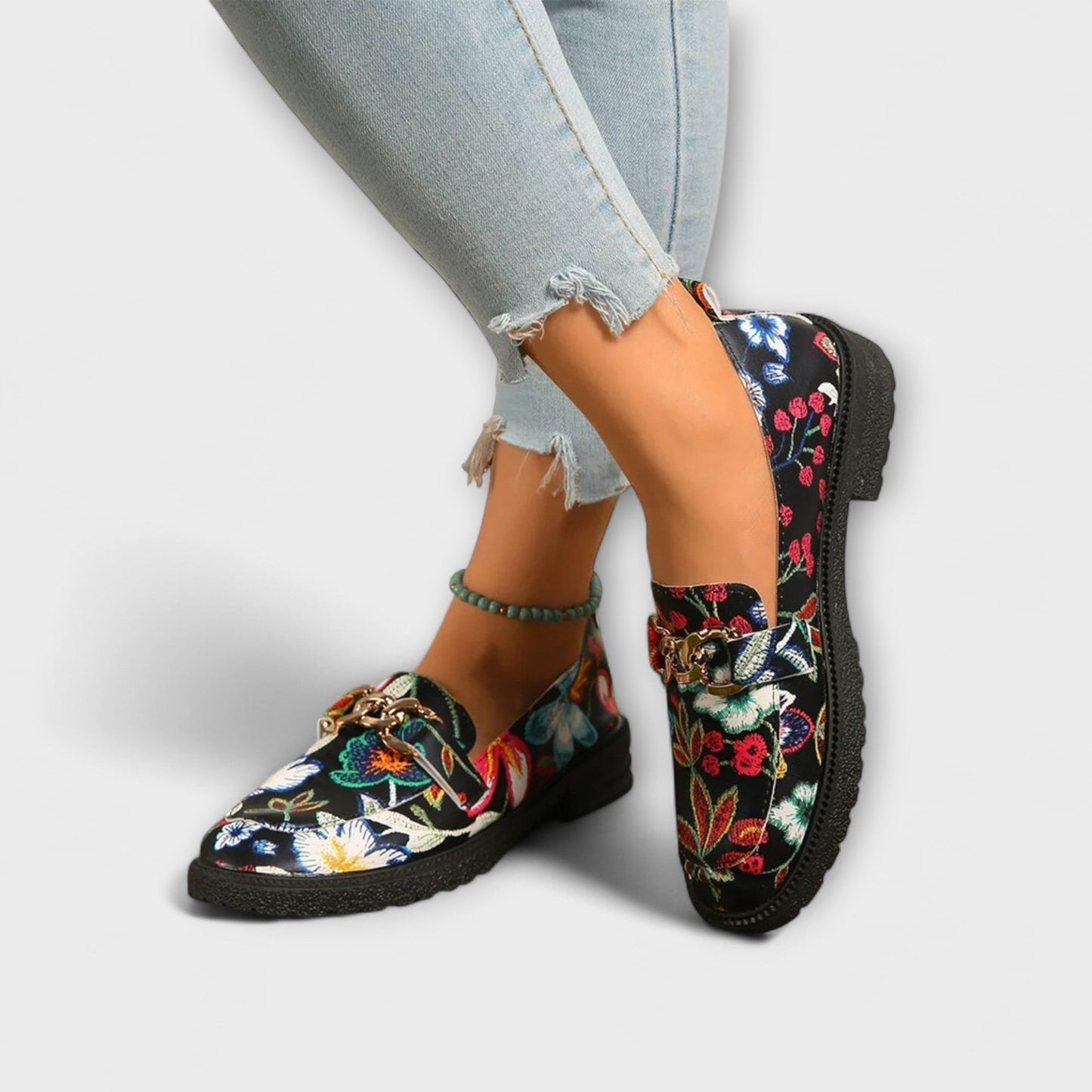 Noelia™ | Multikleurige Loafers met Bloemenpatroon