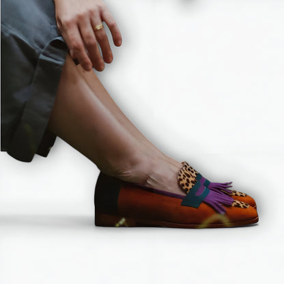 Amaya™ | Bruine Loafers met Luipaardprint