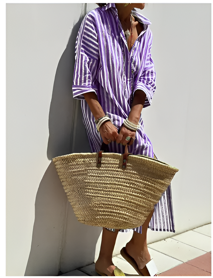 NOVERA™ | Elegante Gestreepte Overhemdjurk