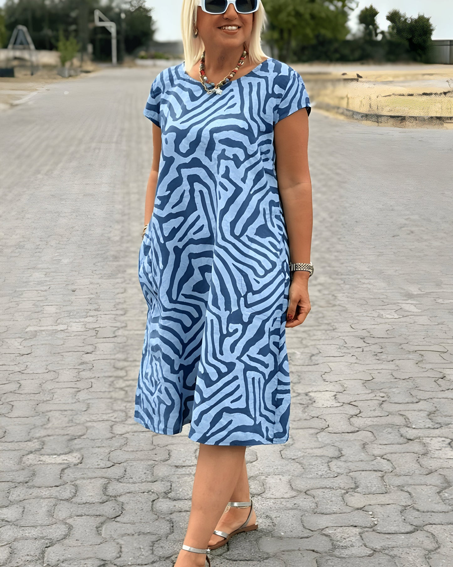 Serra™ | Zomerjurk met Safari Strepen