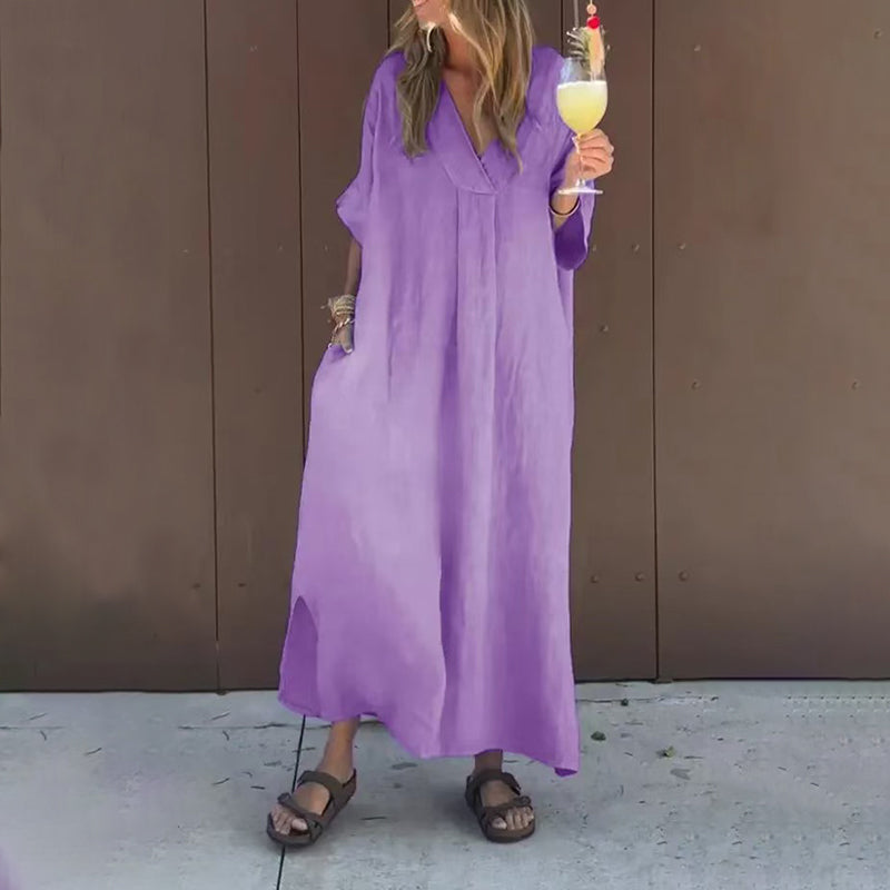 Luna™ | Katoenmix-Jurk met V-hals